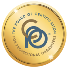 Board Certified Professional Organizer badge.